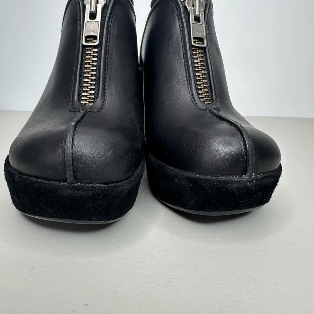Kork-Ease Leather Heeled Clogs Women’s 10 Black Leather Slip-on Mule Zipper Shoe - Picture 10 of 16
